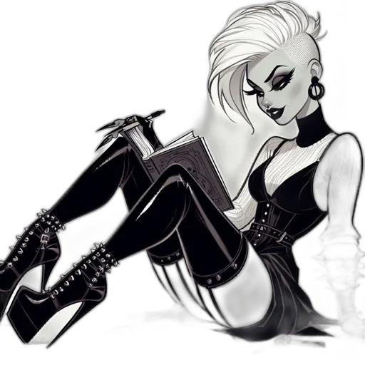 cartoon, comic book art, concept art, fantasy art, neon lights, monochrome, dark, stylized transparent PNG cut-out
