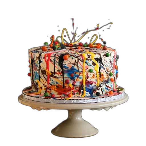 food, hat, crown, 3d render, multi-layered, cake, vibrant, colorful transparent PNG cut-out