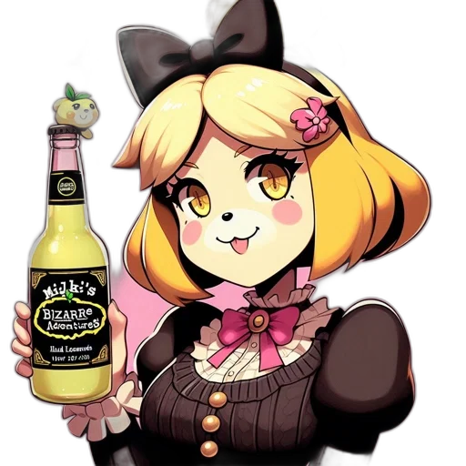 bottle, staff, animal, jacket, pixel art, anime, cartoon, concept art transparent PNG cut-out