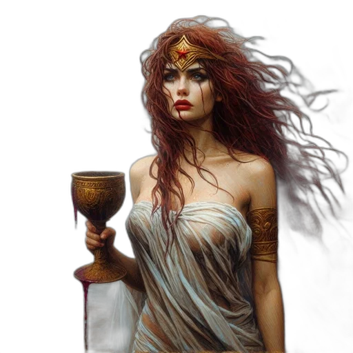dress, fantasy art, comic book art, concept art, photorealistic, regal, figure, stands transparent PNG cut-out