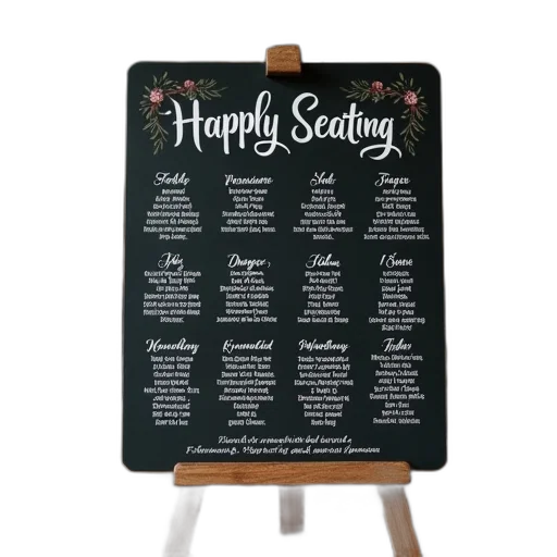 chalkboard, style, wedding, seating, sign, wooden, easel transparent PNG cut-out