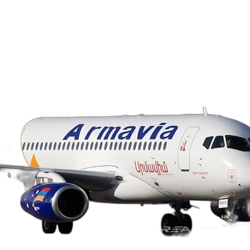 animal, 3d render, armavia, airplane, shown, runway, clear, sky transparent PNG cut-out