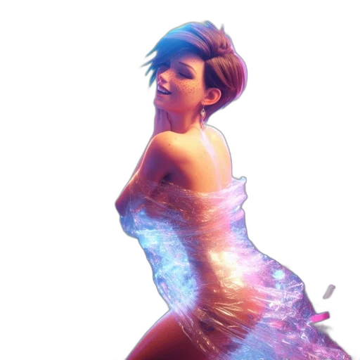 dress, concept art, 3d render, photorealistic, fantasy art, neon lights, underwater, outer space transparent PNG cut-out