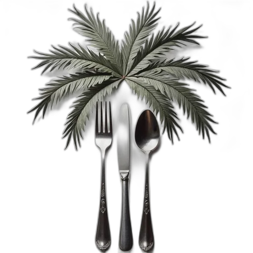 food, weapon, photorealistic, 3d render, monochrome, collection, silverware, including transparent PNG cut-out