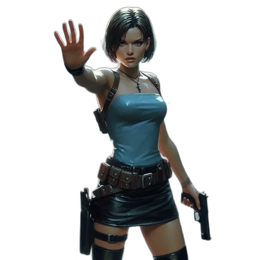 weapon, concept art, 3d render, comic book art, photorealistic, woman, urban, rainwear transparent PNG cut-out