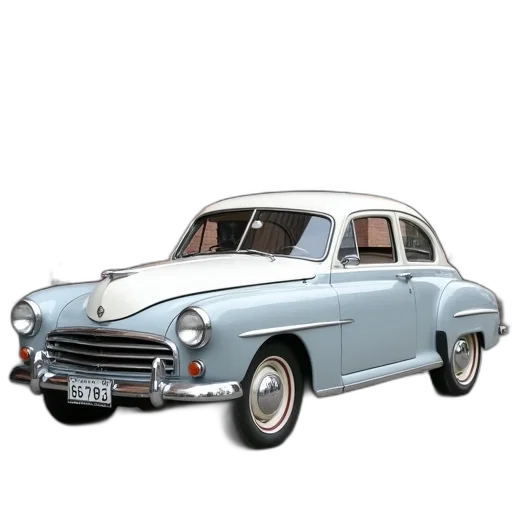 car, photorealistic, 3d render, concept art, vintage, parked, front, building transparent PNG cut-out