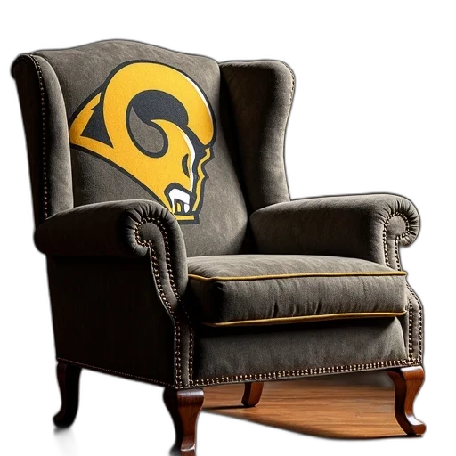 furniture, 3d render, utah, golden, rams, big, game, chair transparent PNG cut-out