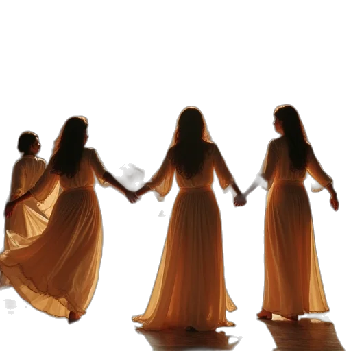 dress, 3d render, golden, group transparent PNG cut-out