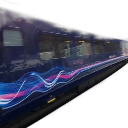 car, 3d render, blue, train, colorful, waves, painted, side transparent PNG cut-out