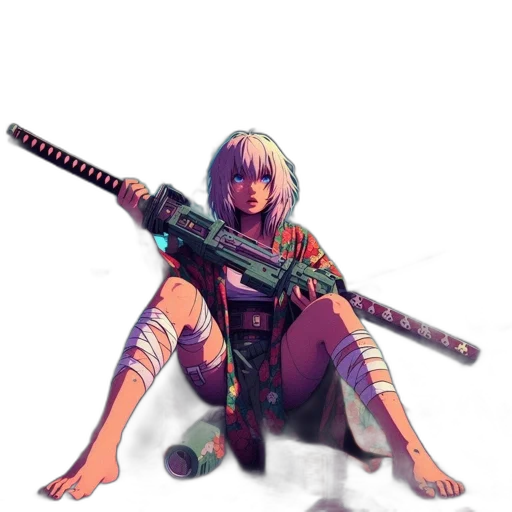 weapon, sword, robot, staff, cyberpunk, concept art, fantasy art, pixel art transparent PNG cut-out