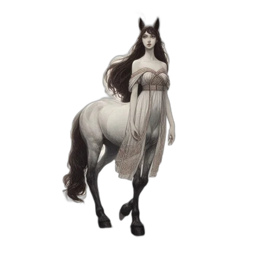 dress, animal, creature, hair, fantasy art, concept art, 3d render, photorealistic transparent PNG cut-out