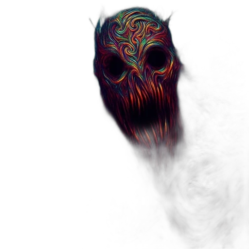 mask, creature, face, hair, concept art, fantasy art, photorealistic, 3d render transparent PNG cut-out