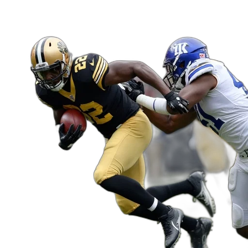 football, player, black, gold, uniform, being, tackled, ground transparent PNG cut-out