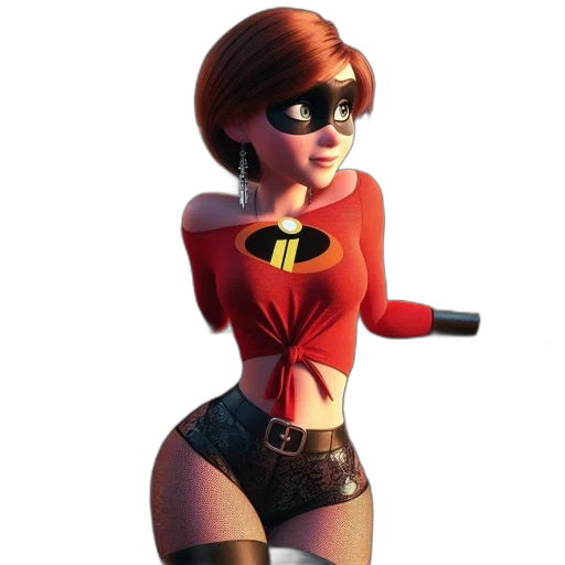 dress, comic book art, concept art, 3d render, cartoon, red, animated, female transparent PNG cut-out