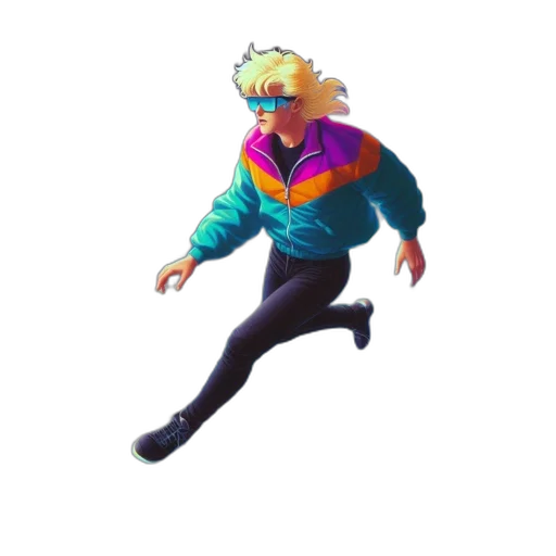 jacket, creature, animal, mask, pixel art, concept art, 3d render, vaporwave transparent PNG cut-out