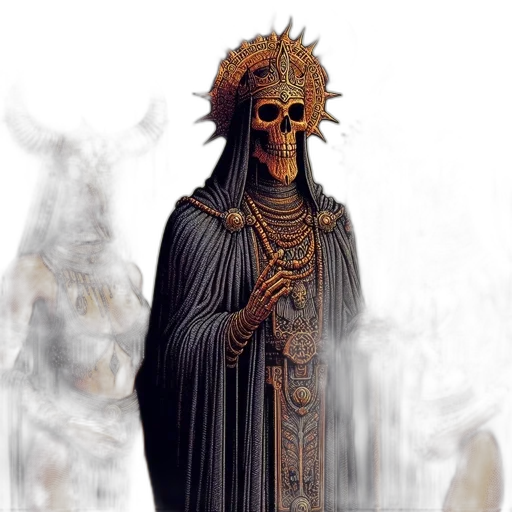 mask, staff, crown, face, concept art, fantasy art, 3d render, pixel art transparent PNG cut-out