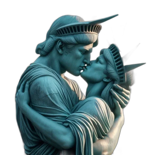 photorealistic, vaporwave, 3d render, concept art, statue, liberty, man, woman transparent PNG cut-out
