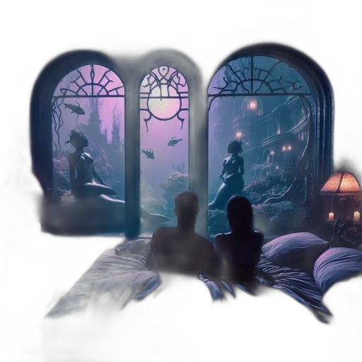 mask, concept art, fantasy art, 3d render, pixel art, underwater, night, fog transparent PNG cut-out