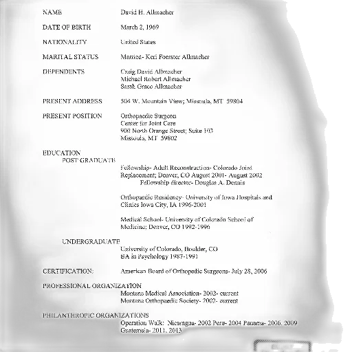 staff, resume, david, allenacher, orthopaedic, surgeon, details, including transparent PNG cut-out