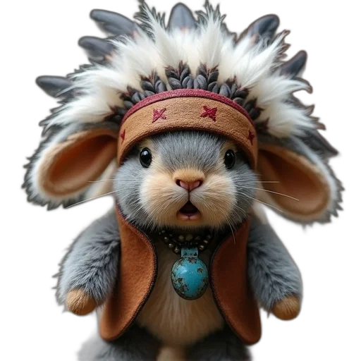 hat, animal, staff, 3d render, concept art, photorealistic, small, plush transparent PNG cut-out