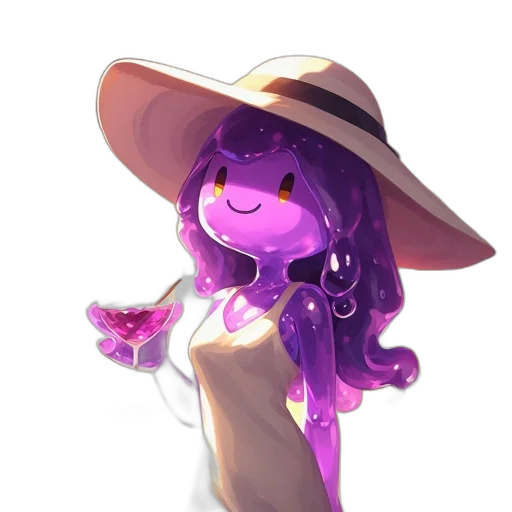 hat, staff, flower, dress, concept art, pixel art, fantasy art, anime transparent PNG cut-out