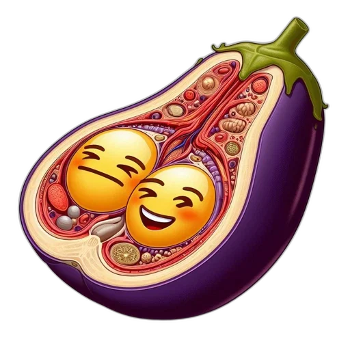 food, crown, pixel art, photorealistic, concept art, eggplant, slice, reveals transparent PNG cut-out