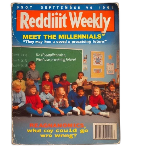 vintage, edition, reddit, weekly, magazine, september, 1991, features transparent PNG cut-out