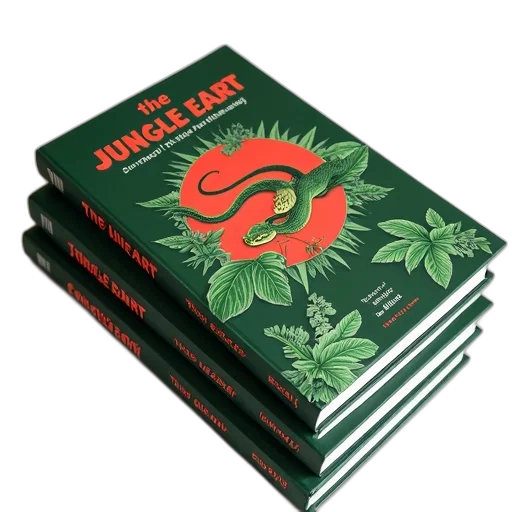 set, three, books, titled, jungle, earth, green, red transparent PNG cut-out