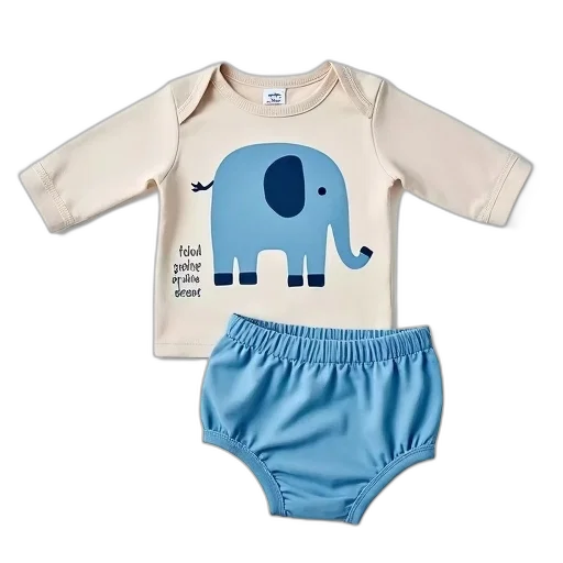 blue, pair, baby, clothes, elephant, design, front, top transparent PNG cut-out