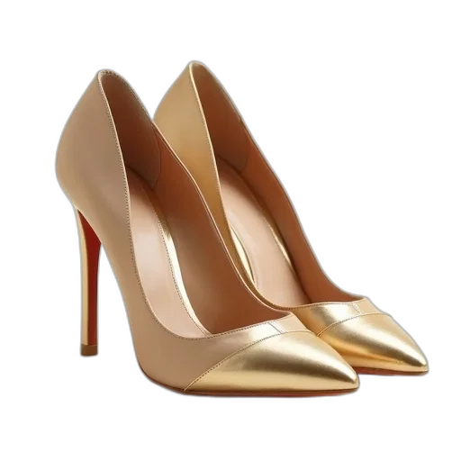 shoes, 3d render, golden, earth tones, pair, beige, high, heels transparent PNG cut-out