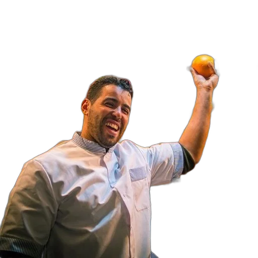 food, staff, weapon, creature, photorealistic, man, white, shirt transparent PNG cut-out