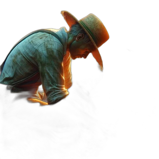 hat, staff, robot, weapon, concept art, 3d render, photorealistic, fantasy art transparent PNG cut-out