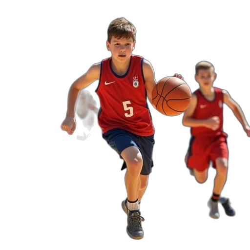 3d render, photorealistic, concept art, boys, basketball, player, drives, ball transparent PNG cut-out