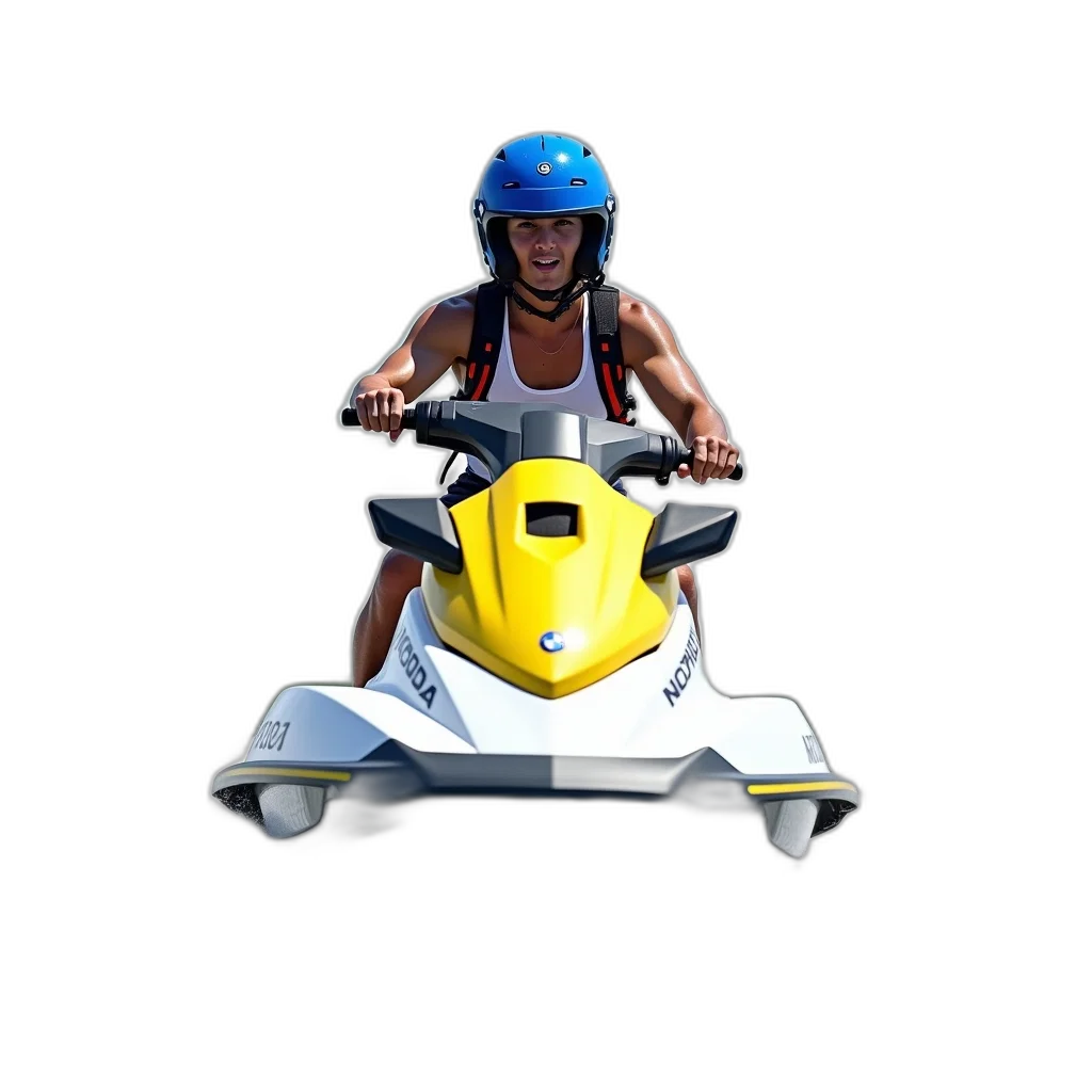 3d render, concept art, pixel art, photorealistic, person, riding, jet, ski transparent PNG cut-out