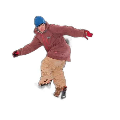 jacket, hat, staff, shoes, 3d render, photorealistic, snow, man transparent PNG cut-out