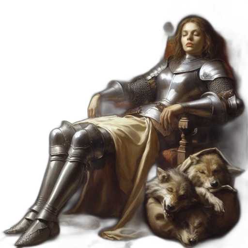 sword, crown, staff, fantasy art, concept art, photorealistic, oil painting, woman transparent PNG cut-out