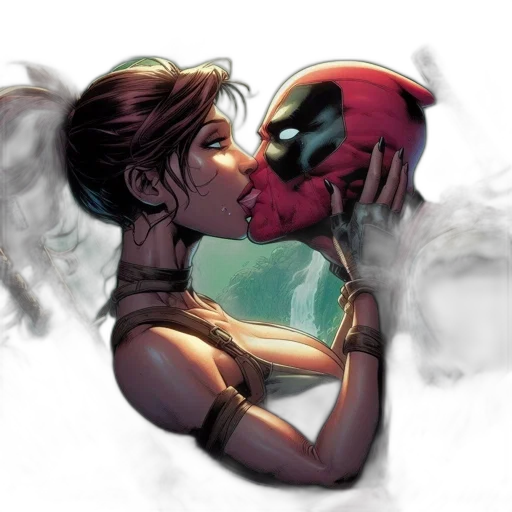 mask, comic book art, concept art, fire, red, two, combatants, one transparent PNG cut-out