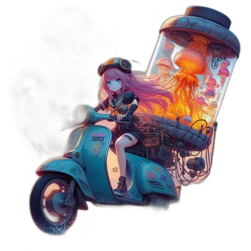 car, robot, bottle, weapon, concept art, fantasy art, watercolor, pixel art transparent PNG cut-out
