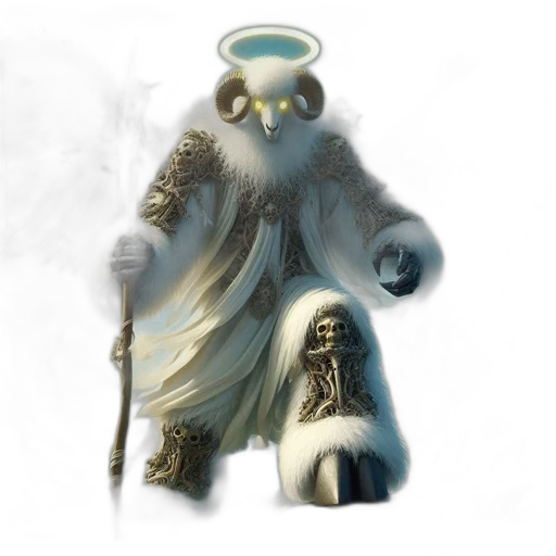 staff, creature, mask, concept art, fantasy art, 3d render, pixel art, fog transparent PNG cut-out