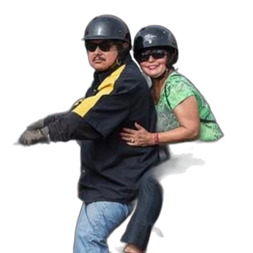 jacket, animal, couple, rides, motorcycle, together, man, wearing transparent PNG cut-out