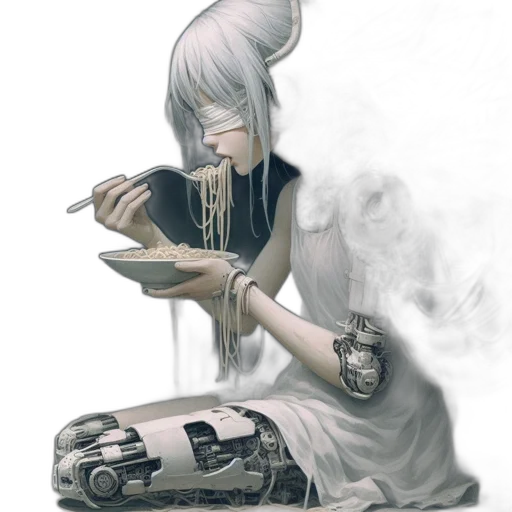 robot, jewelry, food, dress, fantasy art, concept art, cyberpunk, photorealistic transparent PNG cut-out