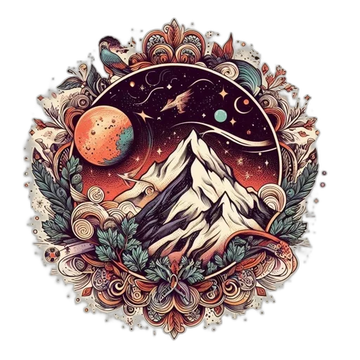 jacket, fantasy art, pixel art, concept art, watercolor, outer space, red, earth tones transparent PNG cut-out
