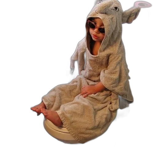 creature, animal, mask, dress, child, bunny, robe, sits transparent PNG cut-out