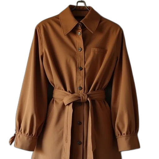 jacket, dress, earth tones, golden, dark, brown, long-sleeved, button-up transparent PNG cut-out