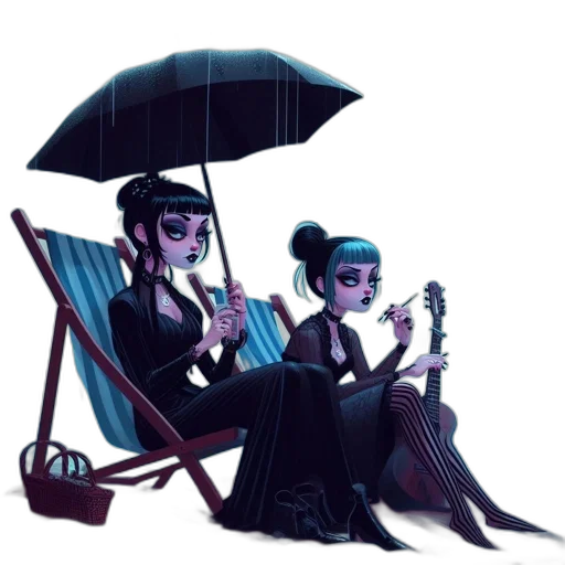 umbrella, concept art, fantasy art, pixel art, cartoon, rain, neon lights, underwater transparent PNG cut-out