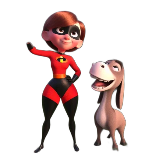 animal, concept art, 3d render, cartoon, two, comic, characters, interact transparent PNG cut-out