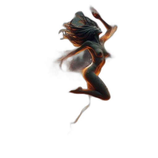 creature, hair, dragon, dress, concept art, 3d render, photorealistic, fantasy art transparent PNG cut-out