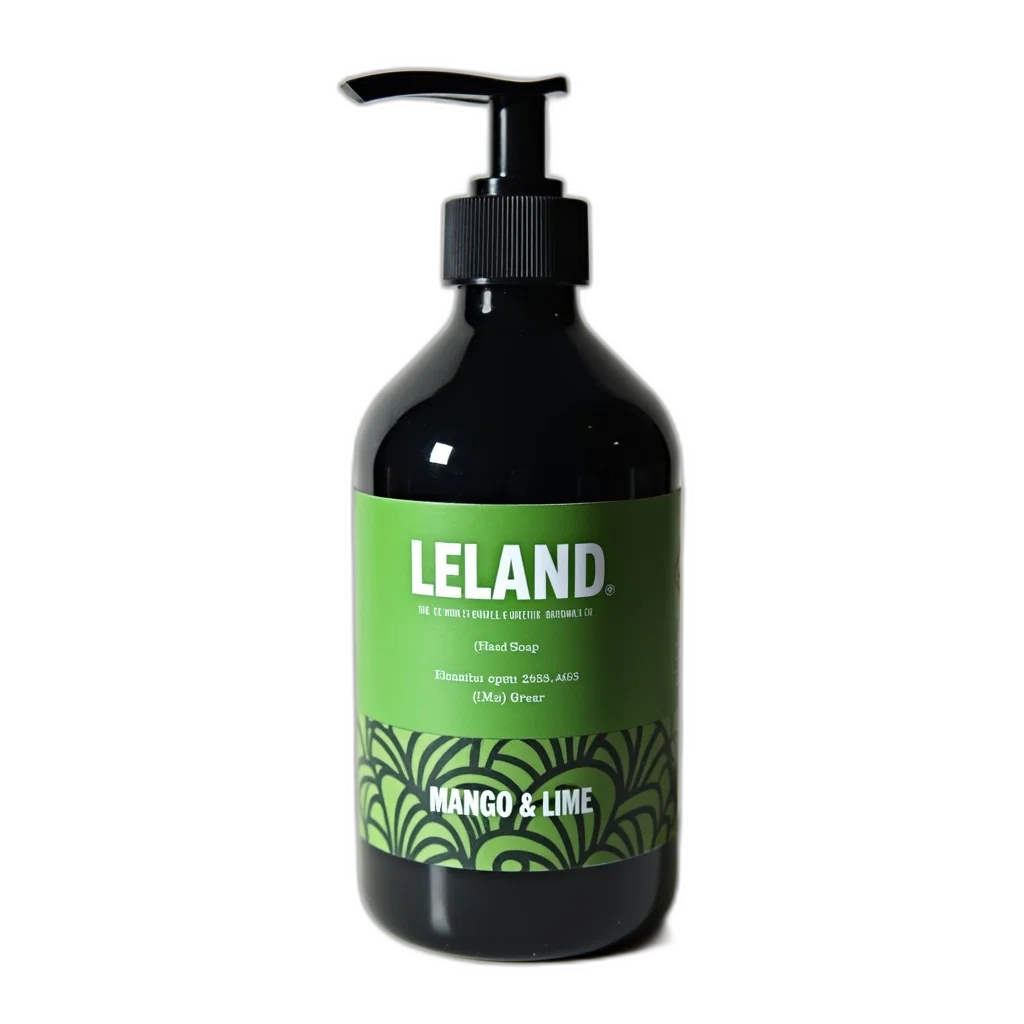 bottle, black, green, label, containing, word, leland, white transparent PNG cut-out