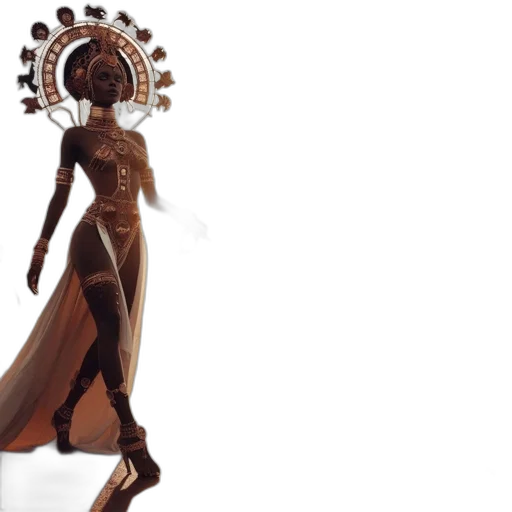 dress, jewelry, robot, staff, concept art, 3d render, fantasy art, photorealistic transparent PNG cut-out