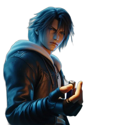 jacket, weapon, sword, face, concept art, 3d render, fantasy art, photorealistic transparent PNG cut-out